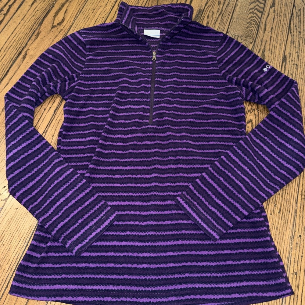 Columbia Striped Lightweight Glacial Fleece Pullover, Women's Small Purple